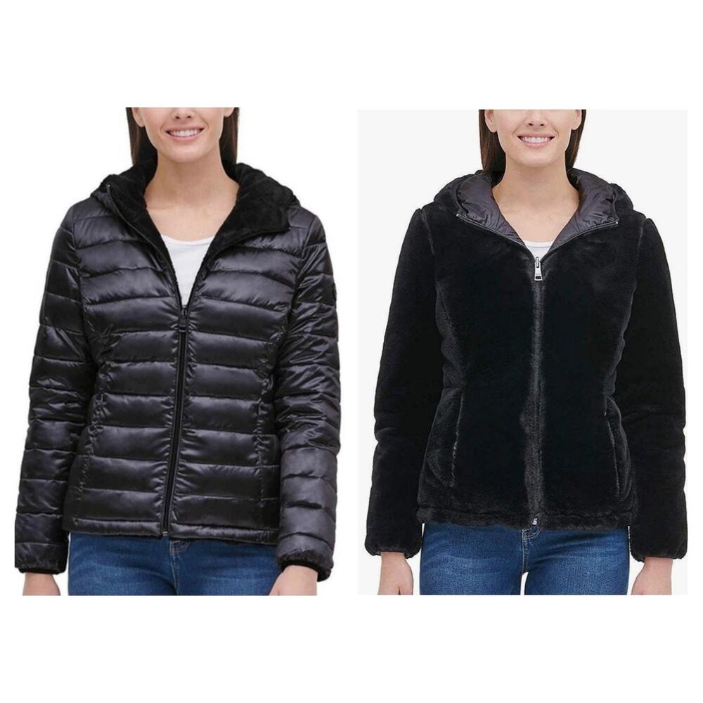 Andrew Marc Reversible Puffer Jacket – Black – Size Large